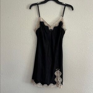 Victoria Secrets Elegant Black Lace Trim Slip nightie.